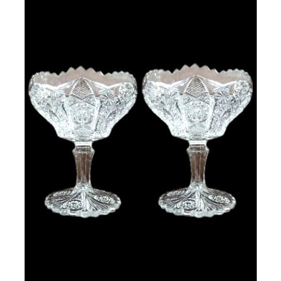 Antique Imperial Glass Company 2 compote bowls | No 505 Bellaire pattern | EUC - Picture 1 of 5